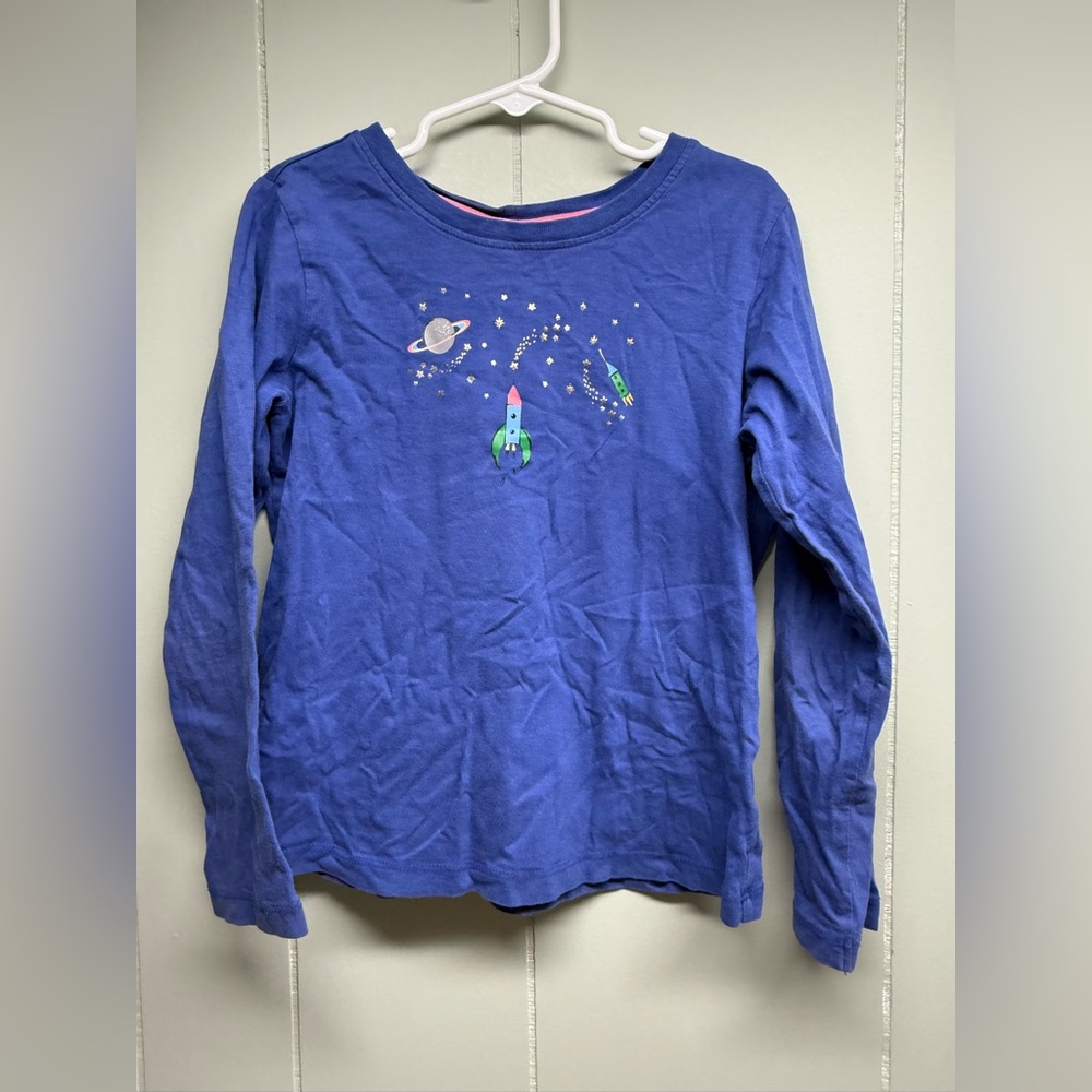 Hanna Andersson Blue Rocket Long Sleeve Tee